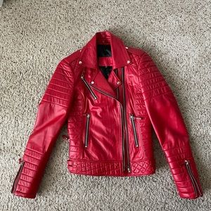 Red leather biker jacket